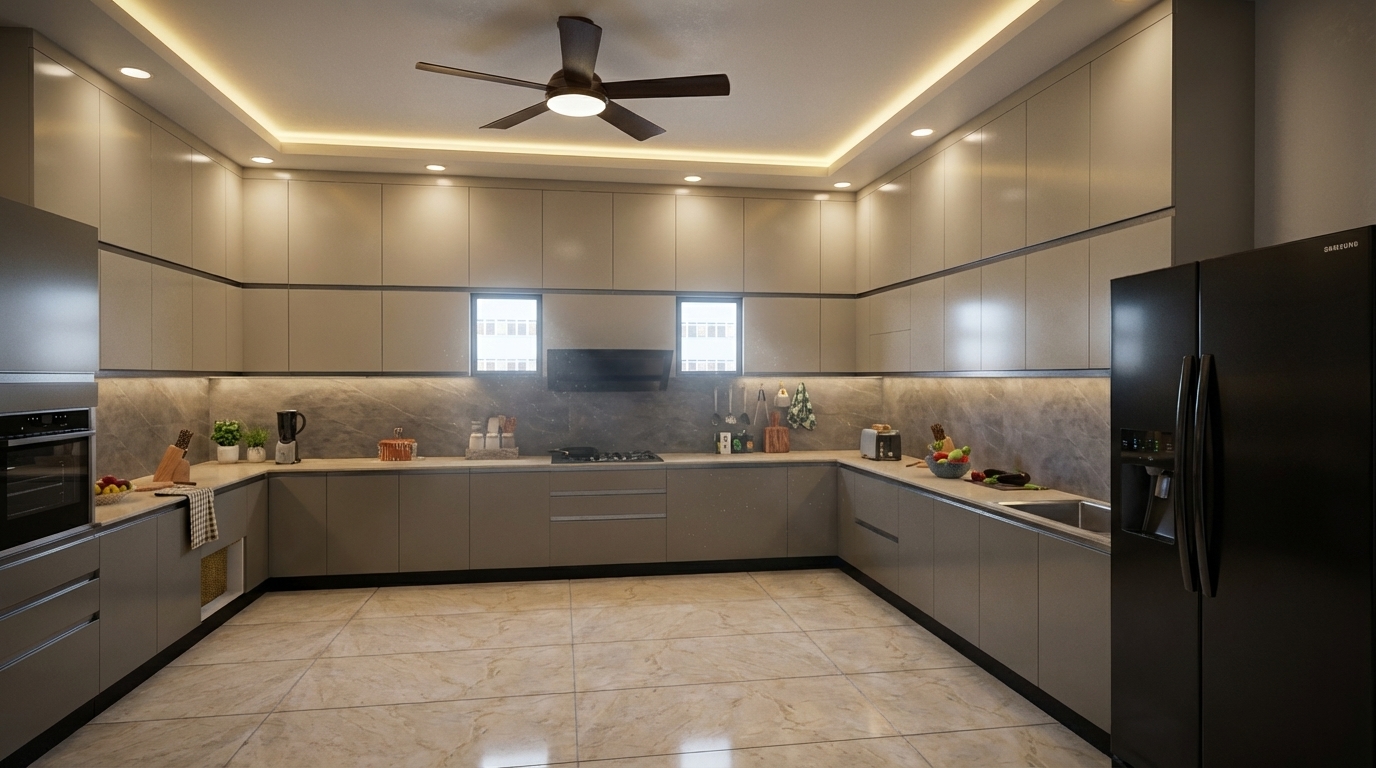 Luxurious Large U Shaped Modular Kitchen