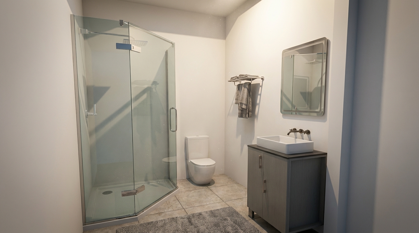 Angular Glass Contemporary Washroom Angular Glass Contemporary Washroom