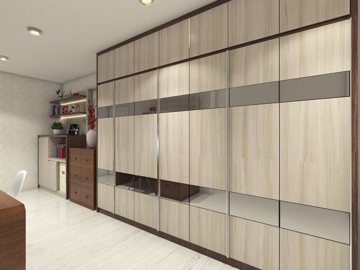 Fitted Sliding Wardrobes with a Wooden Touch Fitted Sliding Wardrobes with a Wooden Touch