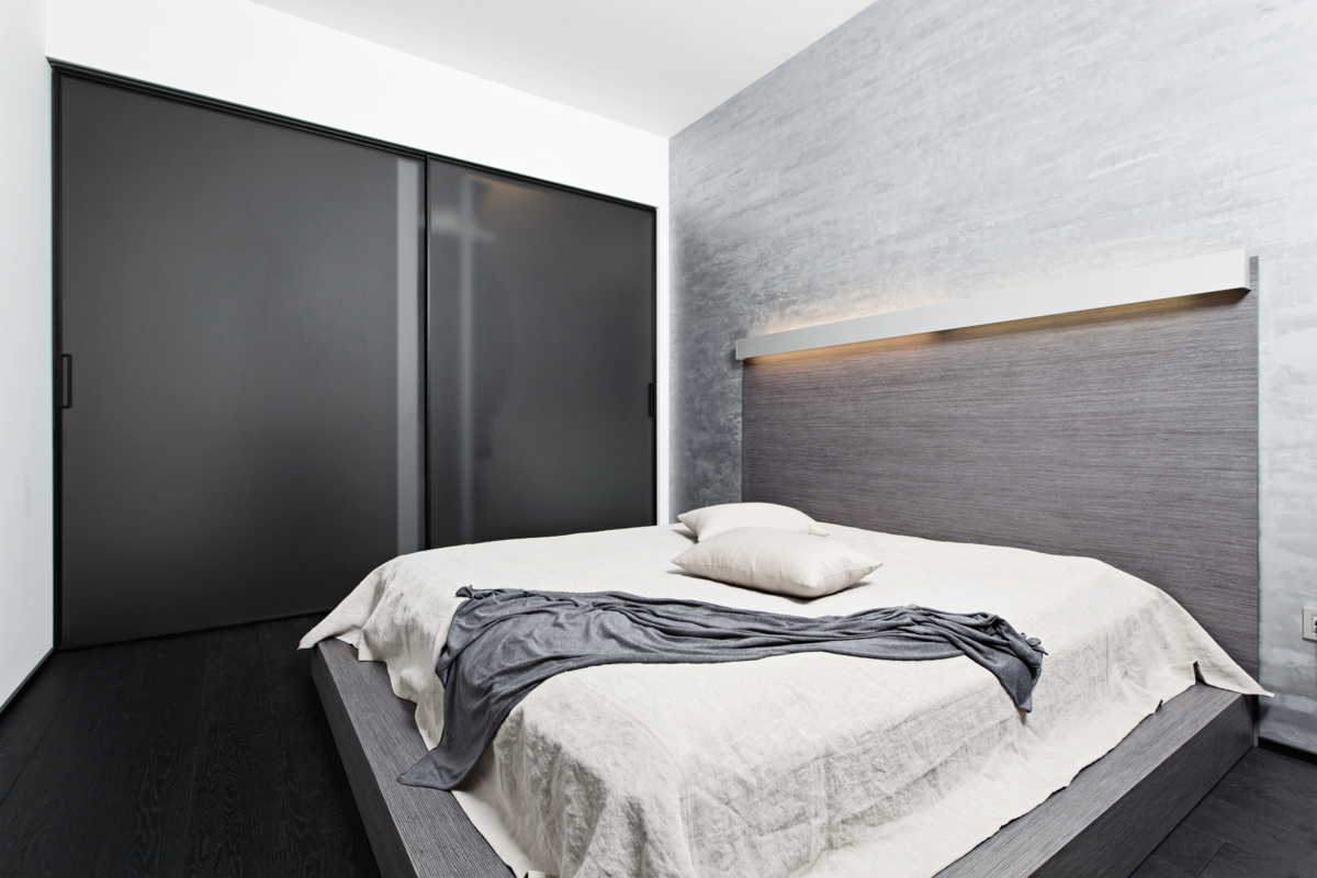 Small Sliding Door Wardrobe with a Dark Hue Small Sliding Door Wardrobe with a Dark Hue