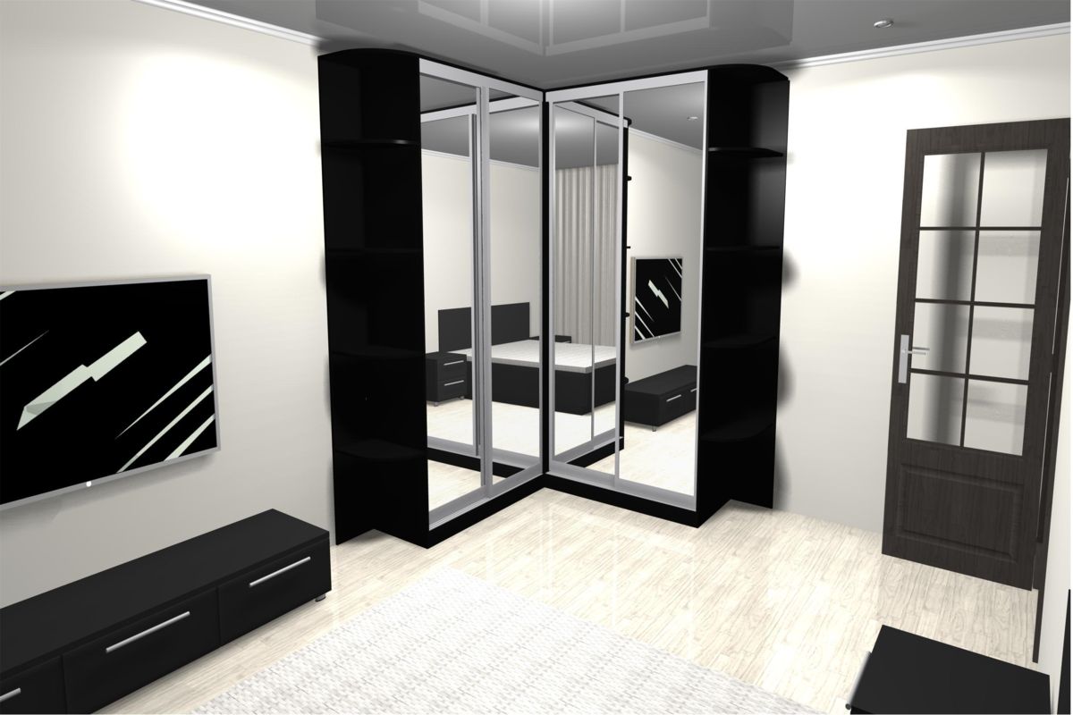 V-shaped Black Mirror Wardrobe