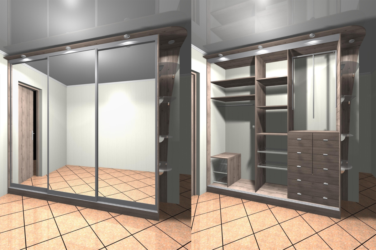3 Door Mirror Wardrobe with a Modern Design 3 Door Mirror Wardrobe with a Modern Design