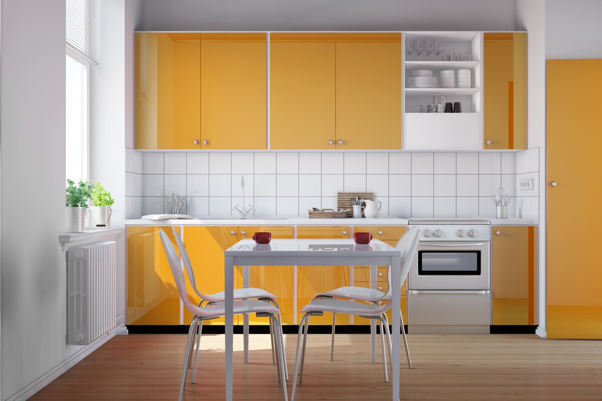 Yellow Functional Small Modular Kitchen Yellow Functional Small Modular Kitchen
