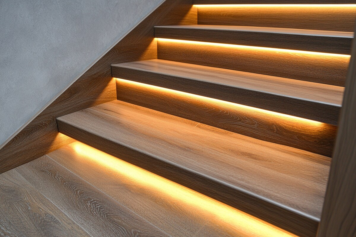 Industrial Straight Staircase Design with Wood and Metal Industrial Straight Staircase Design with Wood and Metal