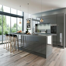 Modern Modular Open Kitchen Design With Irish Cream And White Kitchen ...