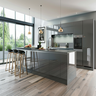 Contemporary Modular Dove Grey Parallel Kitchen Design