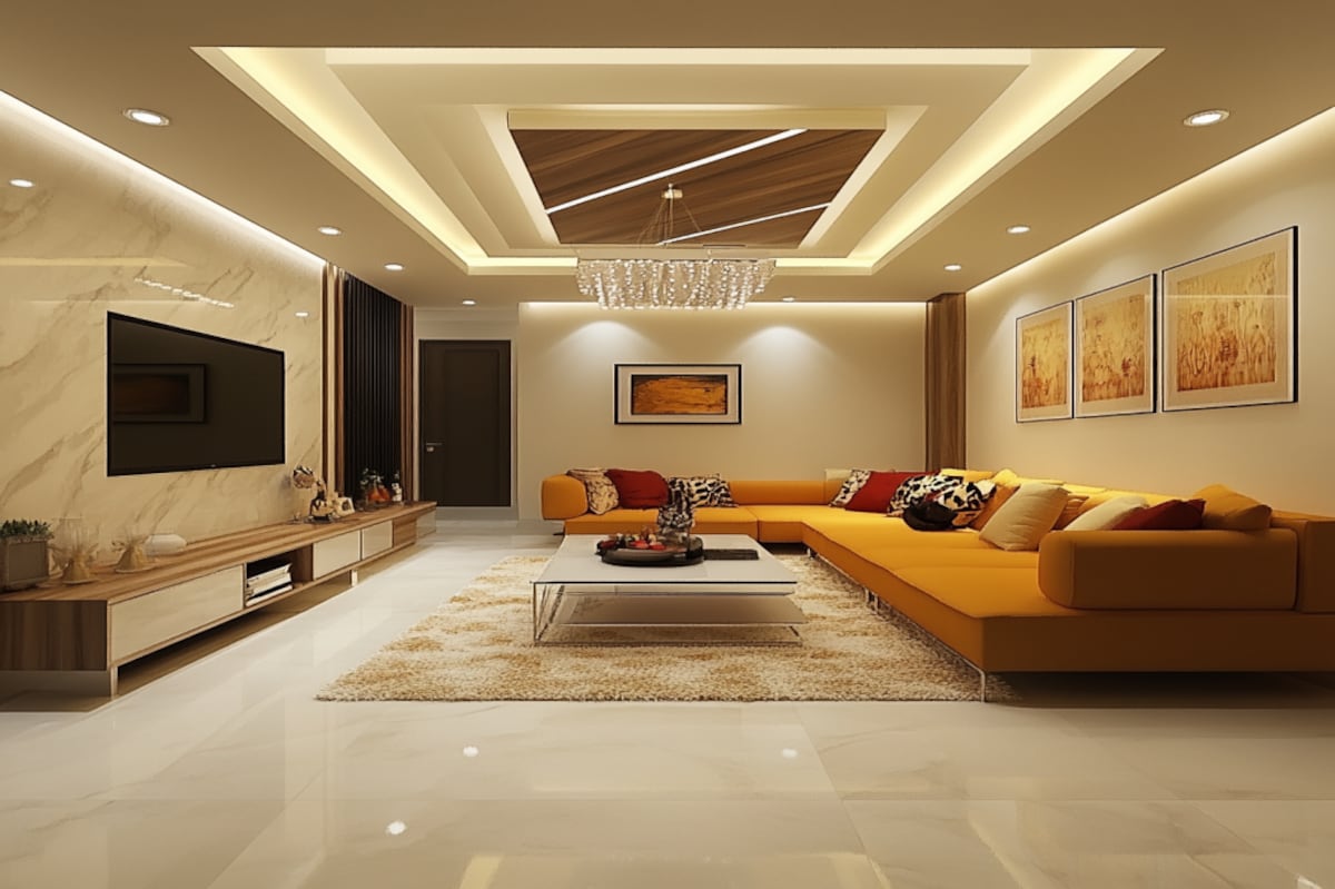 Modern POP Peripheral False Ceiling Design With Paint Finish