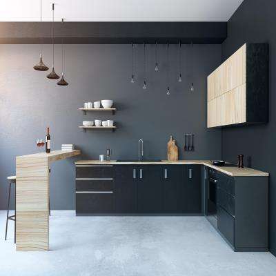 Stylish Modular Kitchen with a Dark Tone