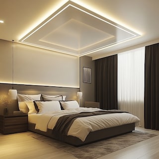 Single-Layered Contemporary White Bedroom Ceiling Design