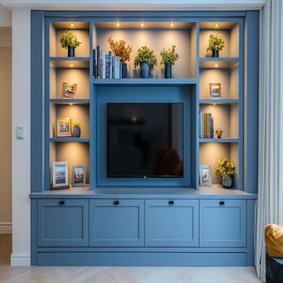 Contemporary Wall-Mounted Pervinca-Toned TV Unit Design