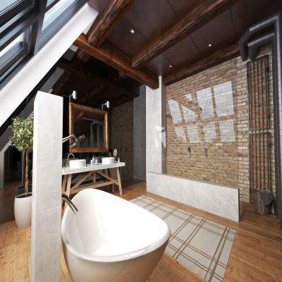 Farmhouse Bathroom Design with Modern Layout