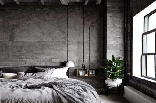 Aesthetic Industrial Master Bedroom Design