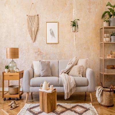 Beige Walled Living Room Design With Earthy Tones