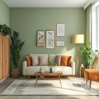 Mid-Century Modern Pastel Green Wall Paint Design