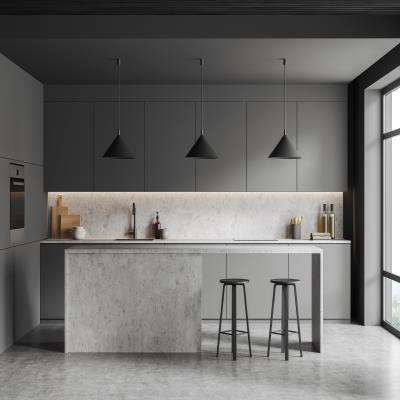 Grey Island Modular Kitchen Design