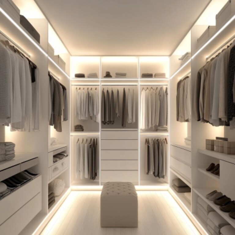 Modern Open Walk-In Wardrobe Design In White