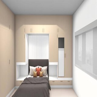 Bedroom with Full Width Storage Wall