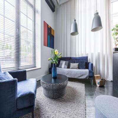 Serene Blue and White Living Room