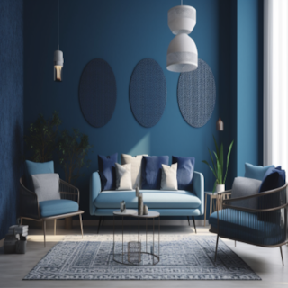 Blue and White Modern Wall Paint Design