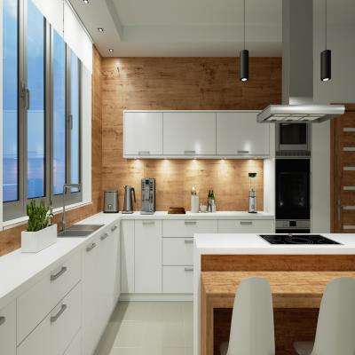 L-shaped Modular Kitchen with Mixed Textures