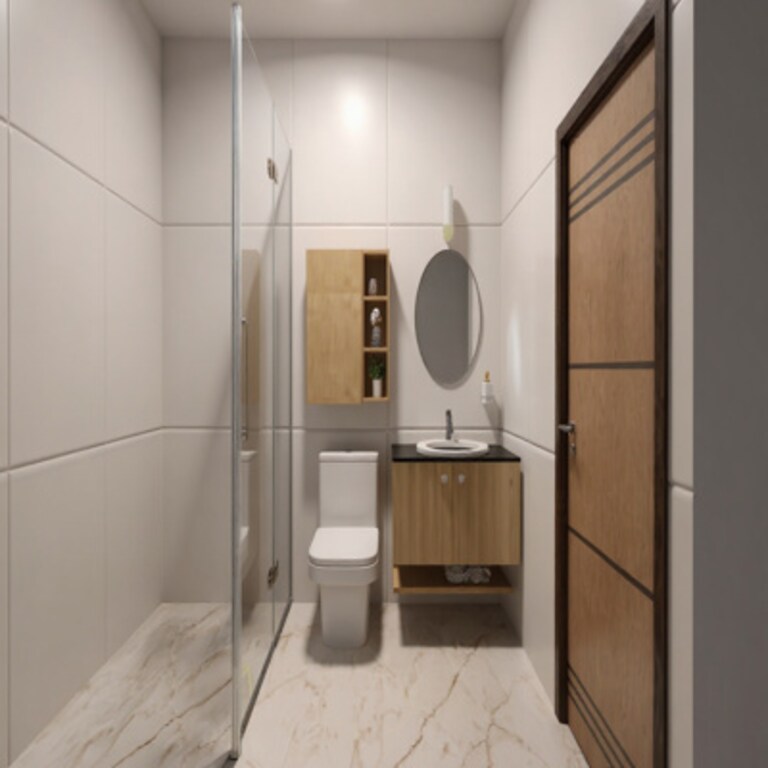 Wood Toned Contemporary Bathroom Design