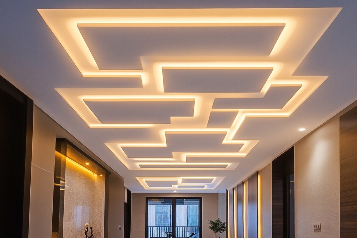 Modern Rectangular POP Multi-Layered Ceiling Design