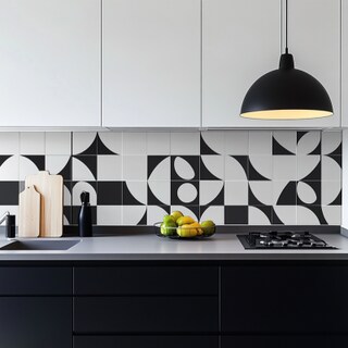 Contemporary Vector-Patterned Square Ceramic Kitchen Tile Design