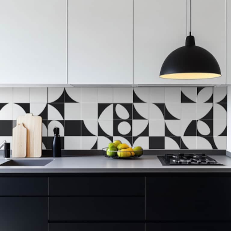 Contemporary Vector-Patterned Square Ceramic Kitchen Tile Design