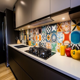 Contemporary Ceramic Multicoloured Rectangular Kitchen Tile Design