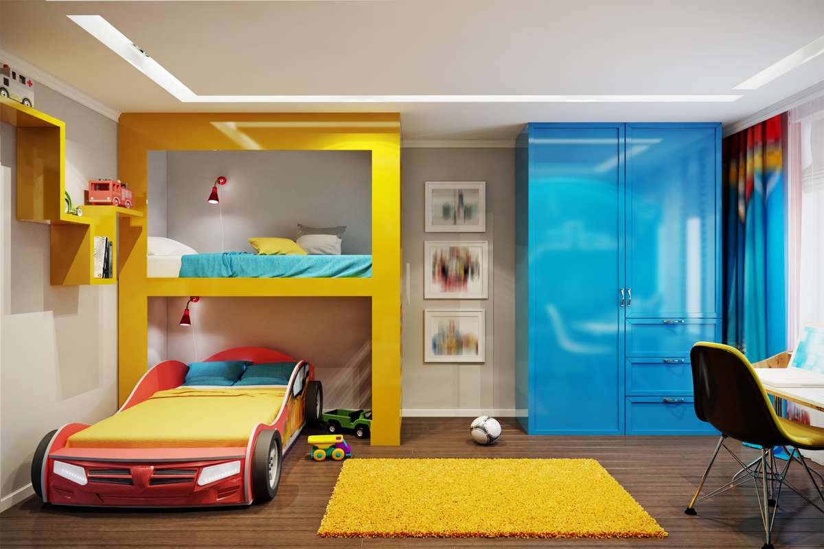 Yellow and Blue Kids Room Design