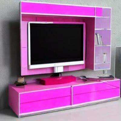 Classic TV Unit Design in Pink with Open Shelves