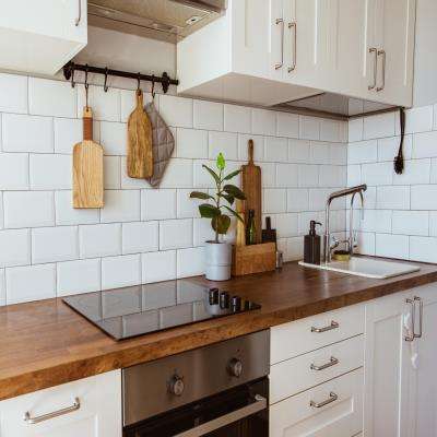 Plain White Simple Kitchen Tiles