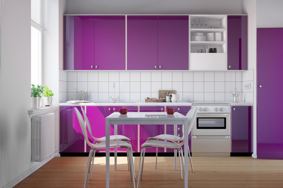 Playful Purple Modular Kitchen Playful Purple Modular Kitchen