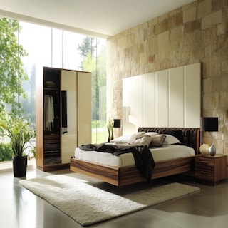 Modern Master Bedroom Design With Tri-Toned Swing Wardrobe