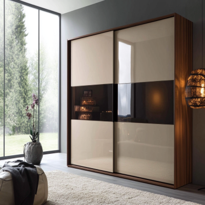 Contemporary Irish Cream 2-Door Sliding Door Wardrobe Design