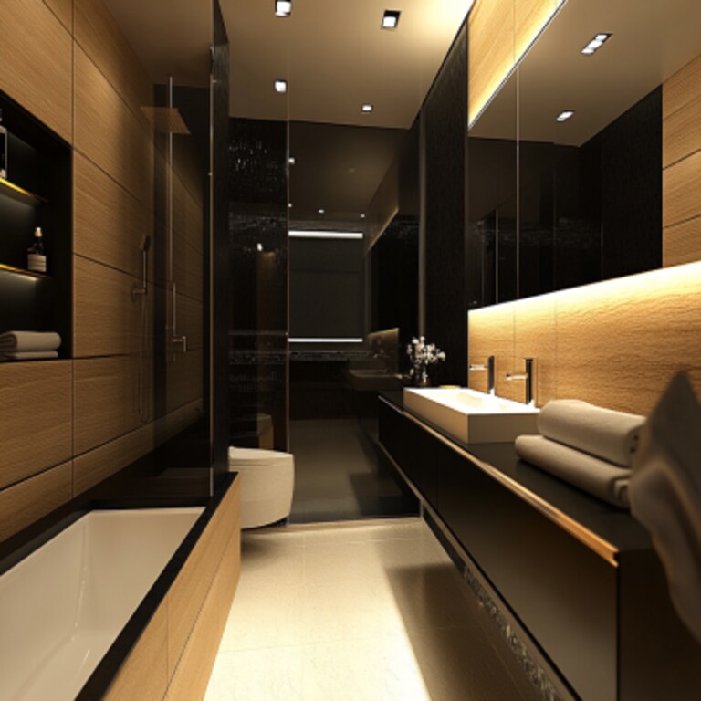 Modern Sleek Dual-Tone Bathroom Design With Vanity