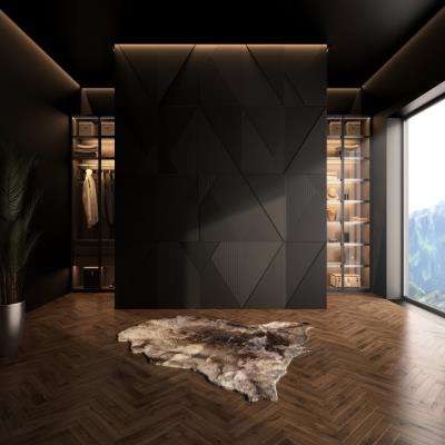 Contemporary Wood Panel Design for Living Room