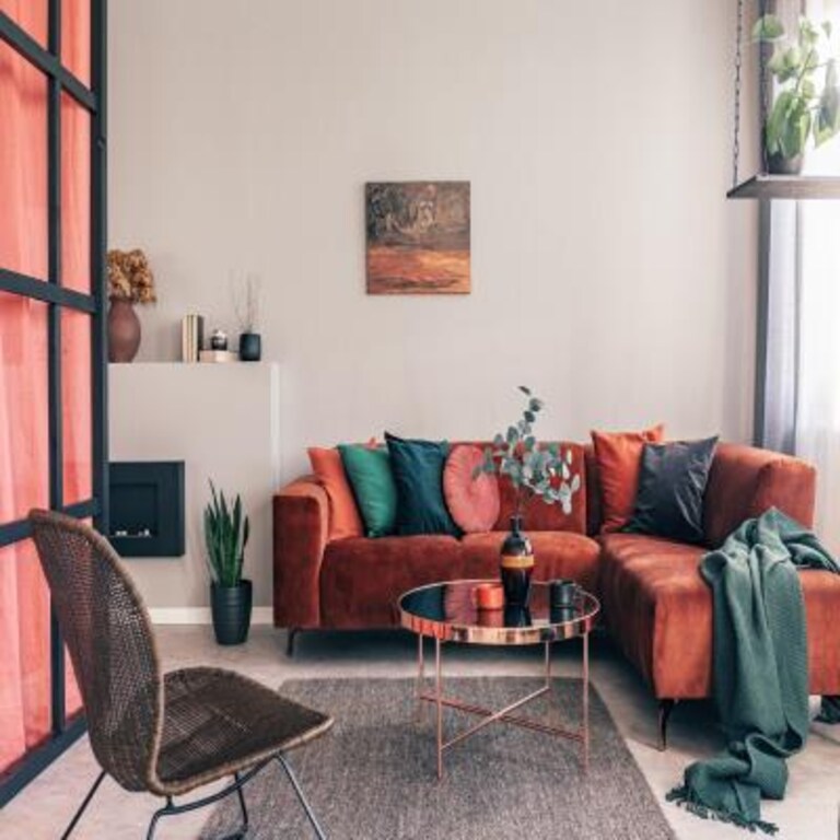 Stylish Red Couch Living Room