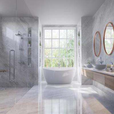 Traditional Bathroom Design With Round Mirror