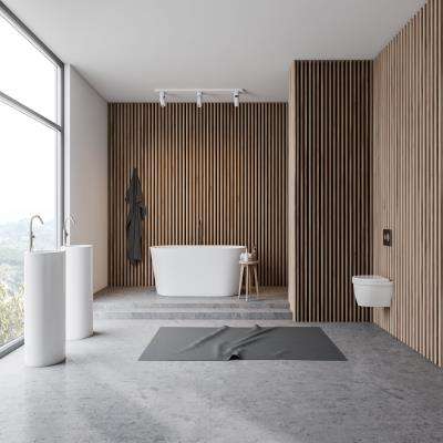 Wooden Bathroom Design with Bathtub