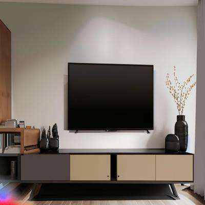 Modern TV Unit Design in Brown and Grey