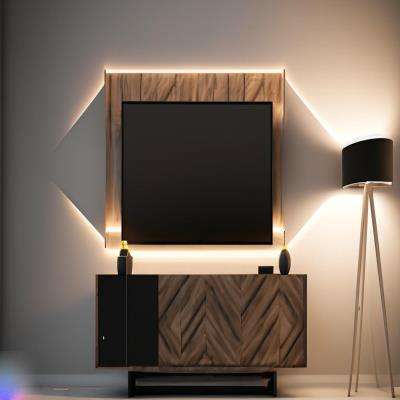 Modern TV Unit Design With Brown Panel