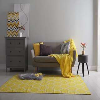 Eclectic Grey Yellow Living Room