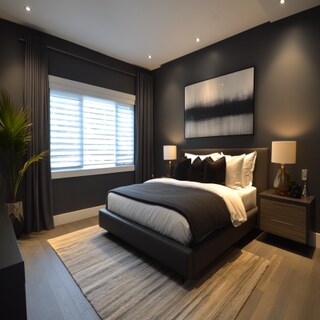 Modern Dark Grey Bedroom Wall Paint Design