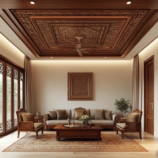 Indian Traditional Wooden Single-Layered Ceiling Design