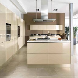 Contemporary Modular U-Shaped Grey And White Kitchen Design WIth 3D ...