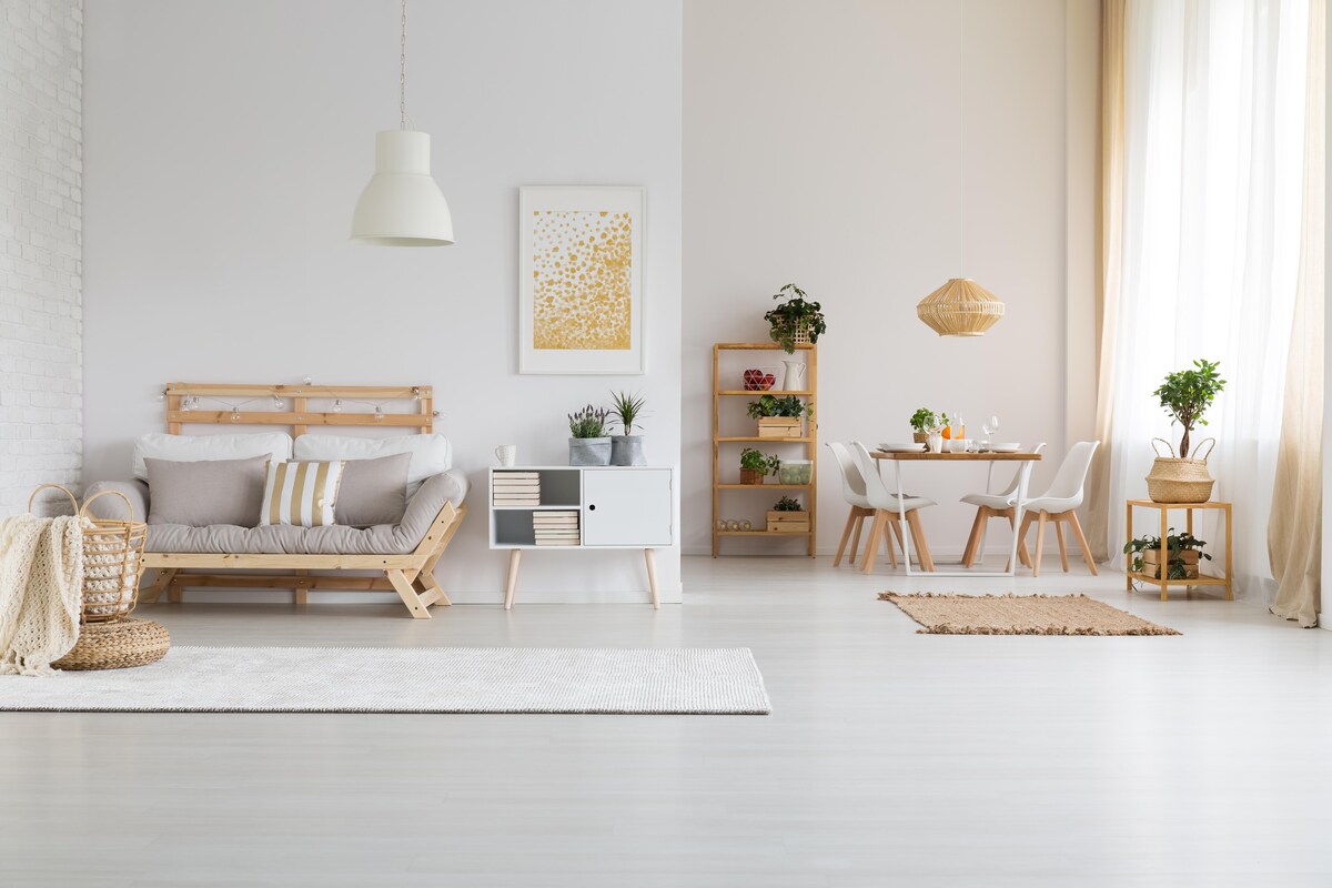 Living Room Design Featuring White and Brown Aesthetic