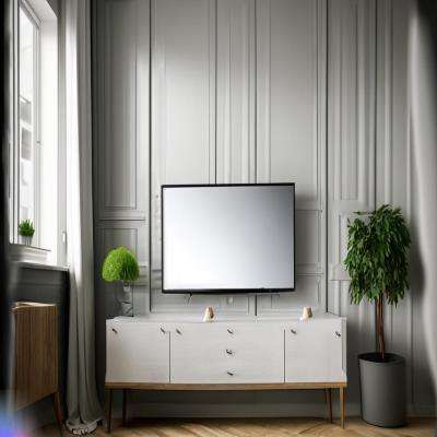 Stylish TV Unit Design in White and Grey Laminate