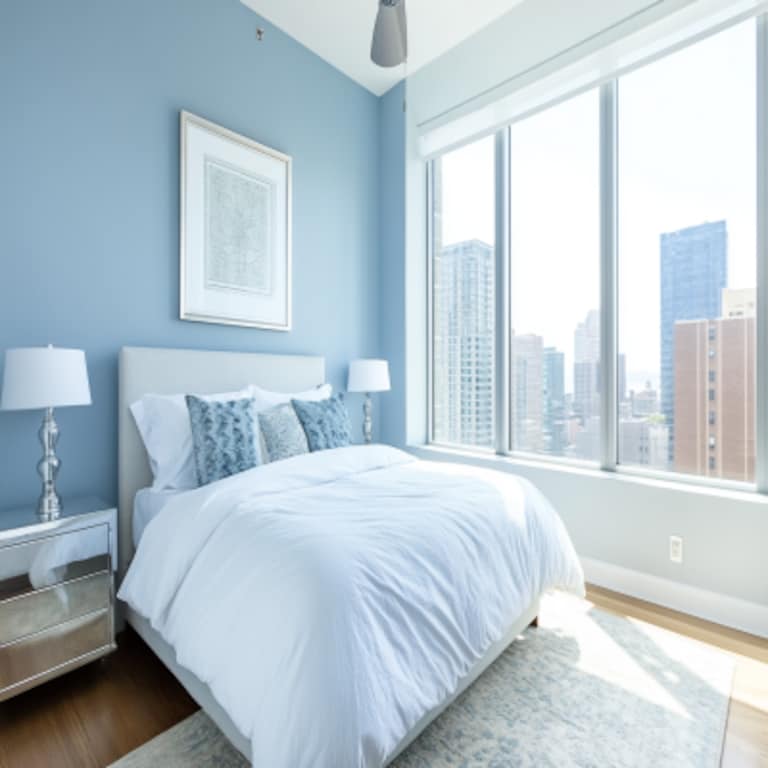 Modern Light Blue Bedroom Wall Paint Design