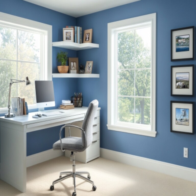 Contemporary Blue Wall Paint Design For Home Offices